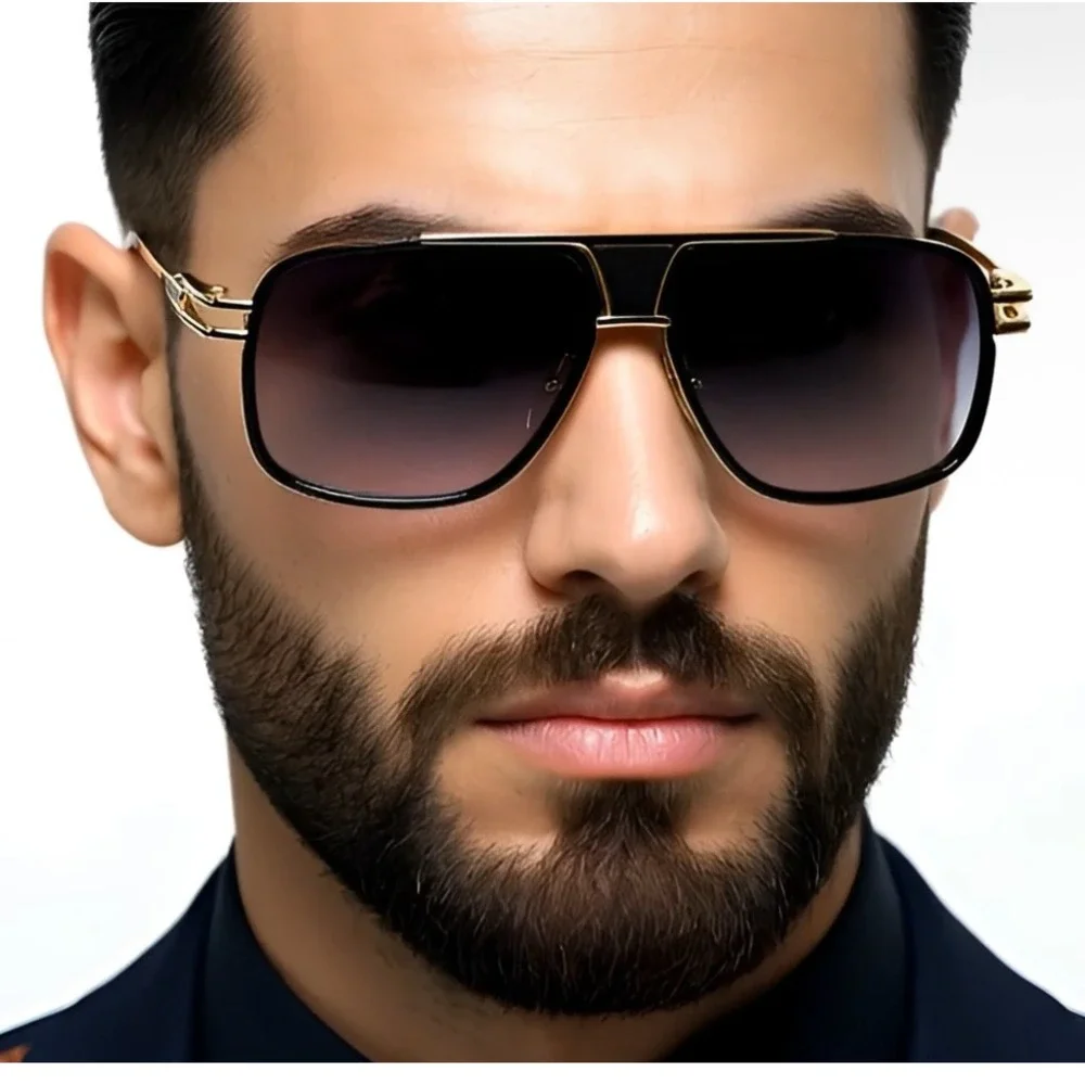 Men's Sunglasses Classic Gazelle Swag Square Gold Metal UV400‎ Protection Lentes